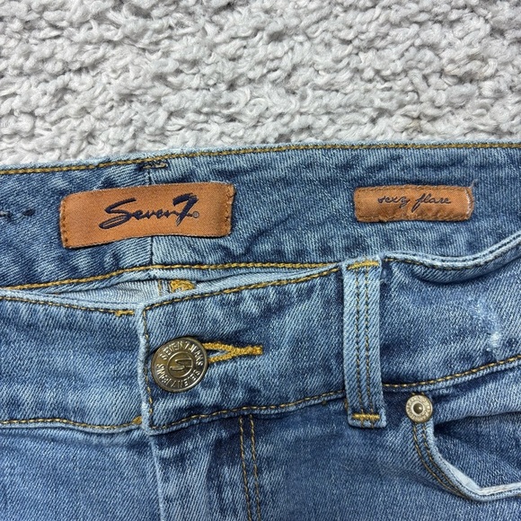 Seven7 Jeans Womens 29 Sexy Flare Distressed Bell Bottoms Stretch Regular BOHO - Picture 2 of 7